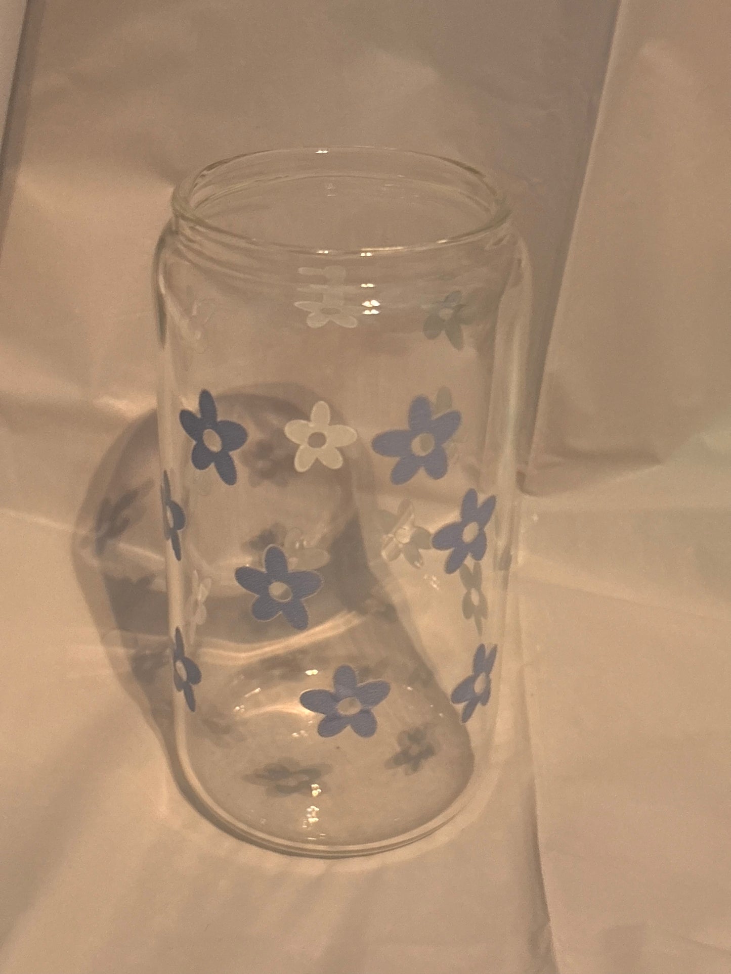 blue flower glass cup