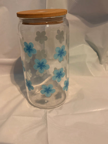 blue hibiscus glass cup 🌺