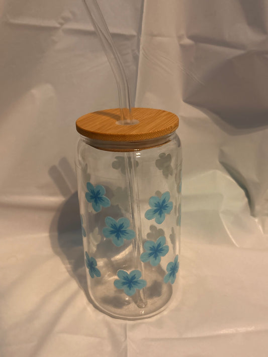 blue hibiscus glass cup 🌺