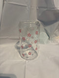 small pink flower glass cup